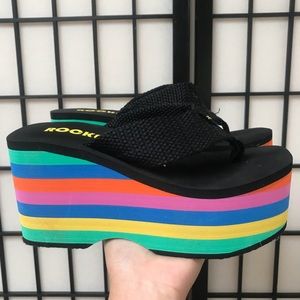 Rocket Dog Rainbow Platform Flip Fops